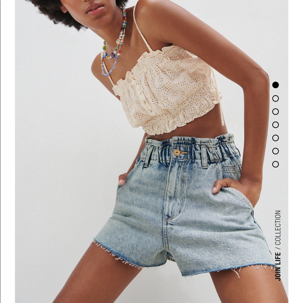 NWT Zara paperbag denim shorts - Picture 3 of 3